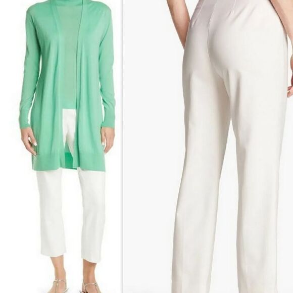 ST.JOHN Audrey Cream Stretch Pants Size 10 NWT $595 - Picture 1 of 11